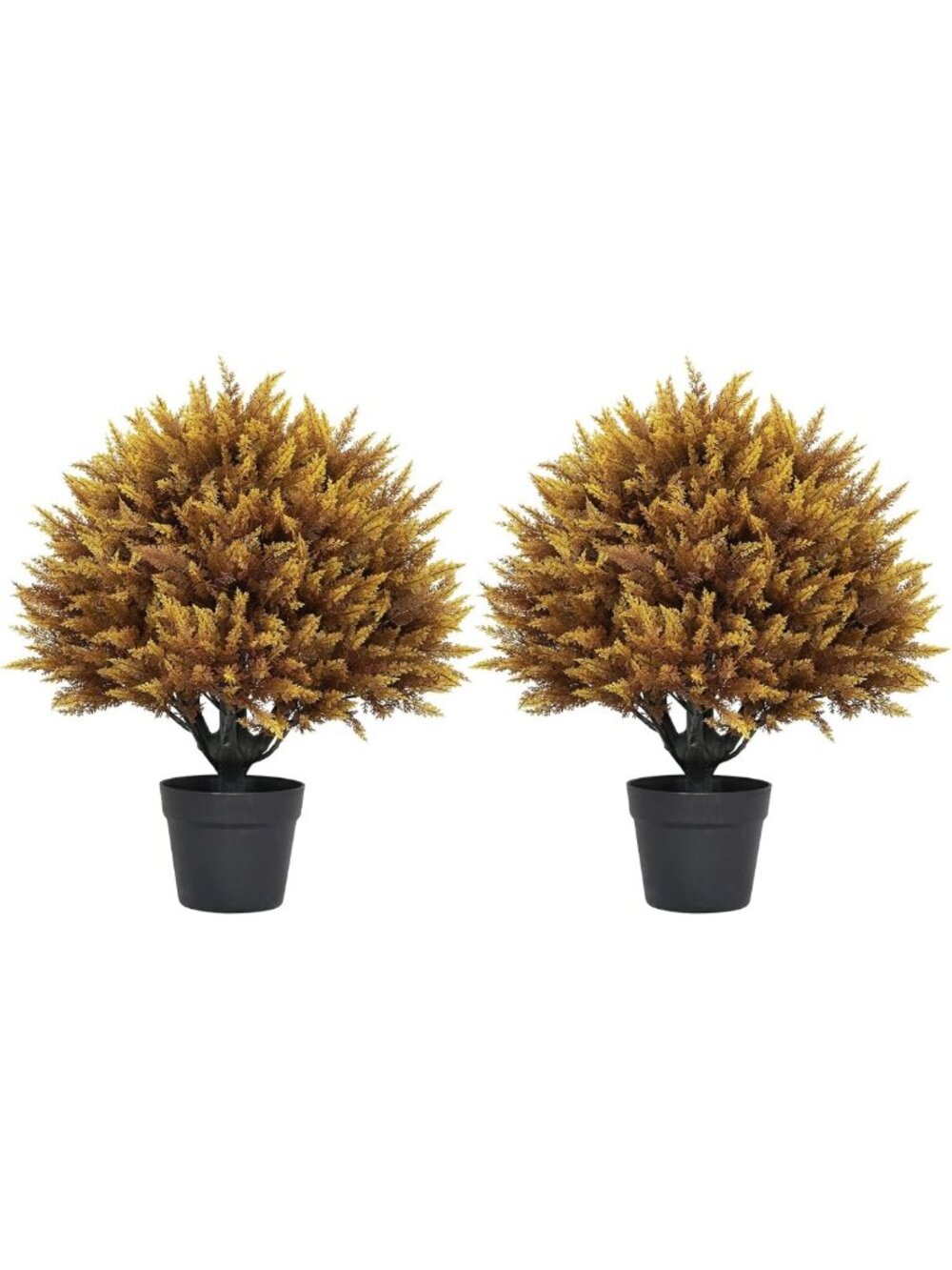 24" Faux Cedar Topiary - Fall Outdoor Plants, Lifelike Shrubs & Greenery Decor